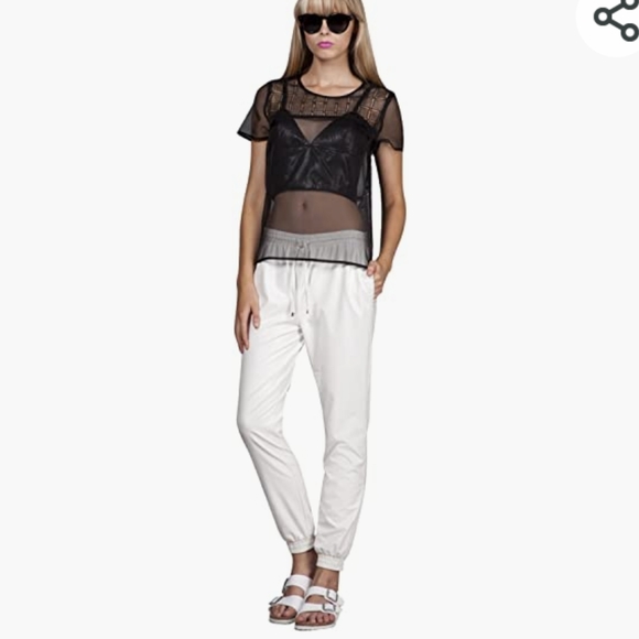 Revolve Line and Dot Silk Sheer Organza Black Top Blouse Y2K style